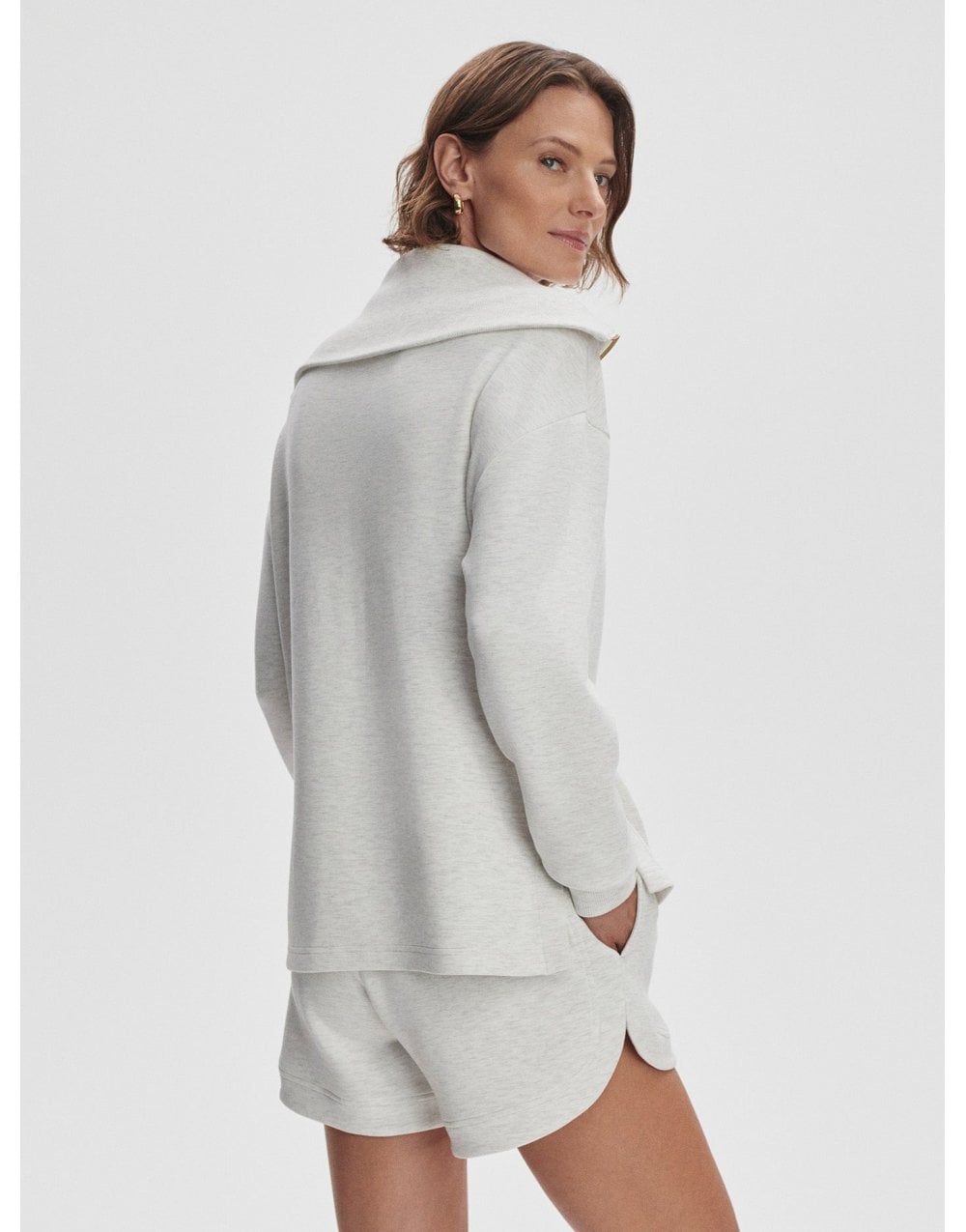 Young Ideas/Henmores - Larson Half Zip Sweat - Ivory Marl - XS