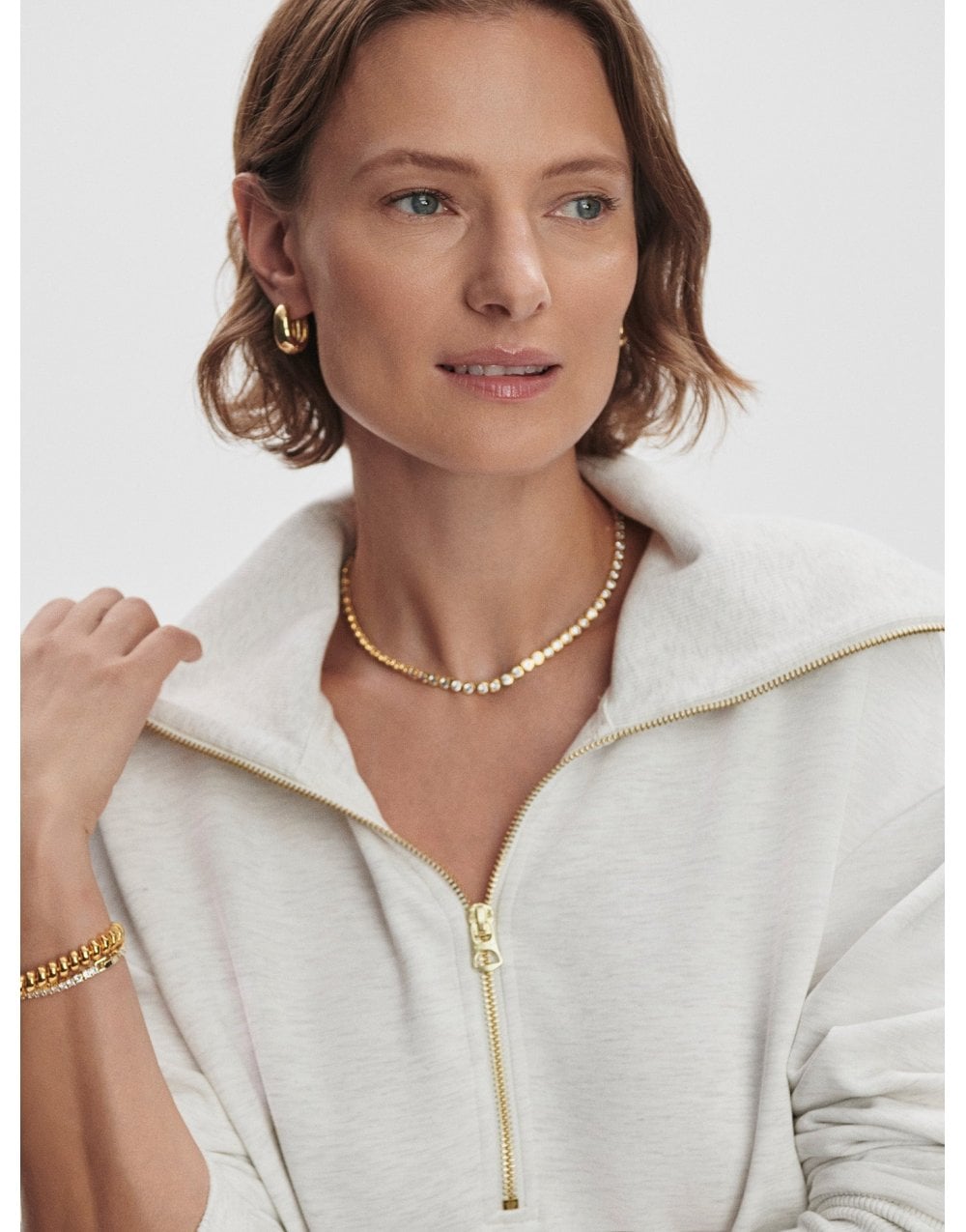 Young Ideas/Henmores - Larson Half Zip Sweat - Ivory Marl - XS