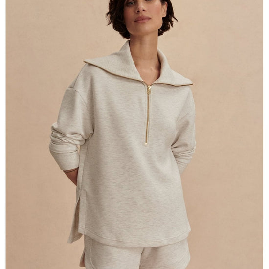 Young Ideas/Henmores - Larson Half Zip Sweat - Ivory Marl - XS