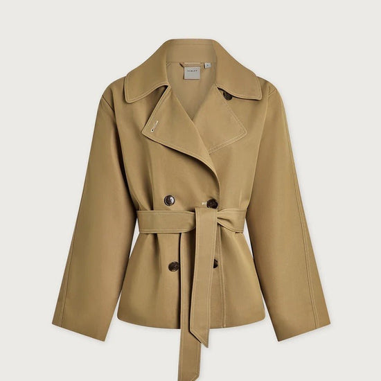 Young Ideas & Henmores -Maddox Short Trench -Light Tan -XS