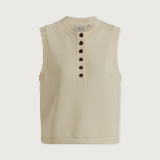 Young Ideas & Henmores - Marla Button Placket Tank Top - Pristine - XS