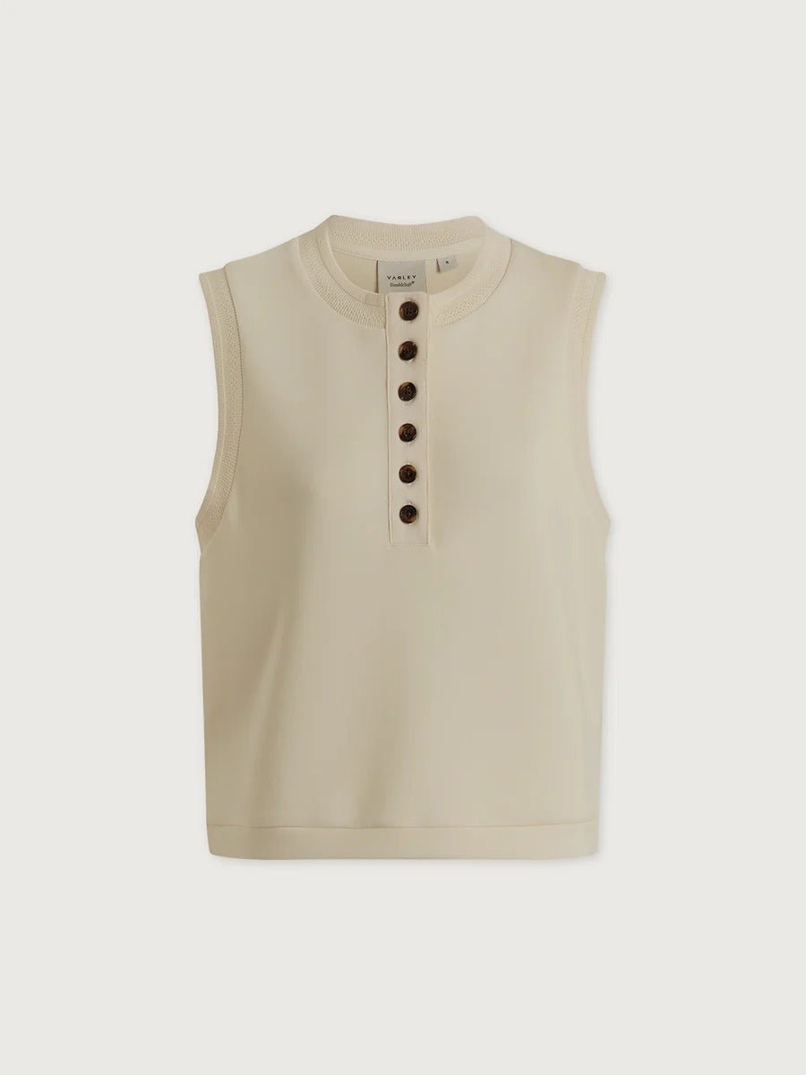 Young Ideas & Henmores - Marla Button Placket Tank Top - Pristine - XS