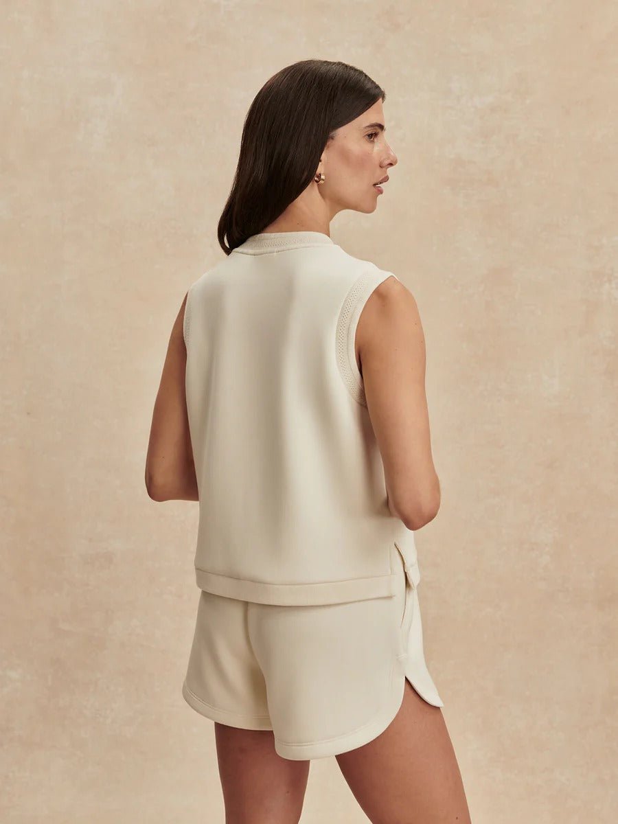 Young Ideas & Henmores - Marla Button Placket Tank Top - Pristine - XS