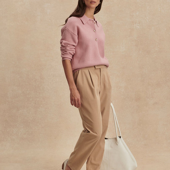 Young Ideas/Henmores - Marlie Long Sleeve Polo Knit - Zephyr Mauve - XS