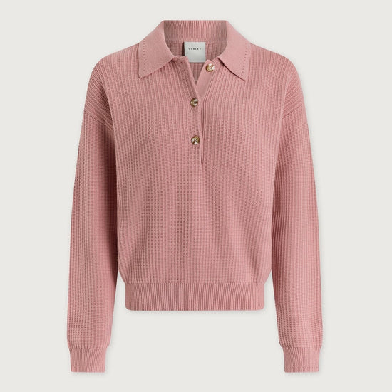 Young Ideas/Henmores - Marlie Long Sleeve Polo Knit - Zephyr Mauve - XS