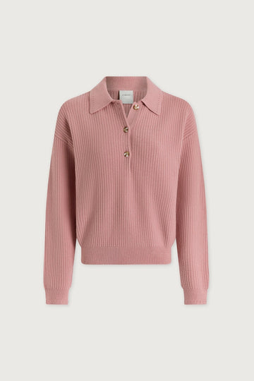 Young Ideas/Henmores - Marlie Long Sleeve Polo Knit - Zephyr Mauve - XS