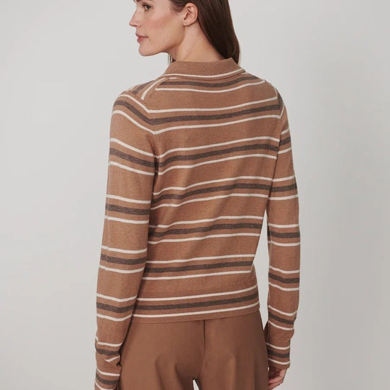 Young Ideas & Henmores -Mayra Stripe Knit Polo -Camel -XS