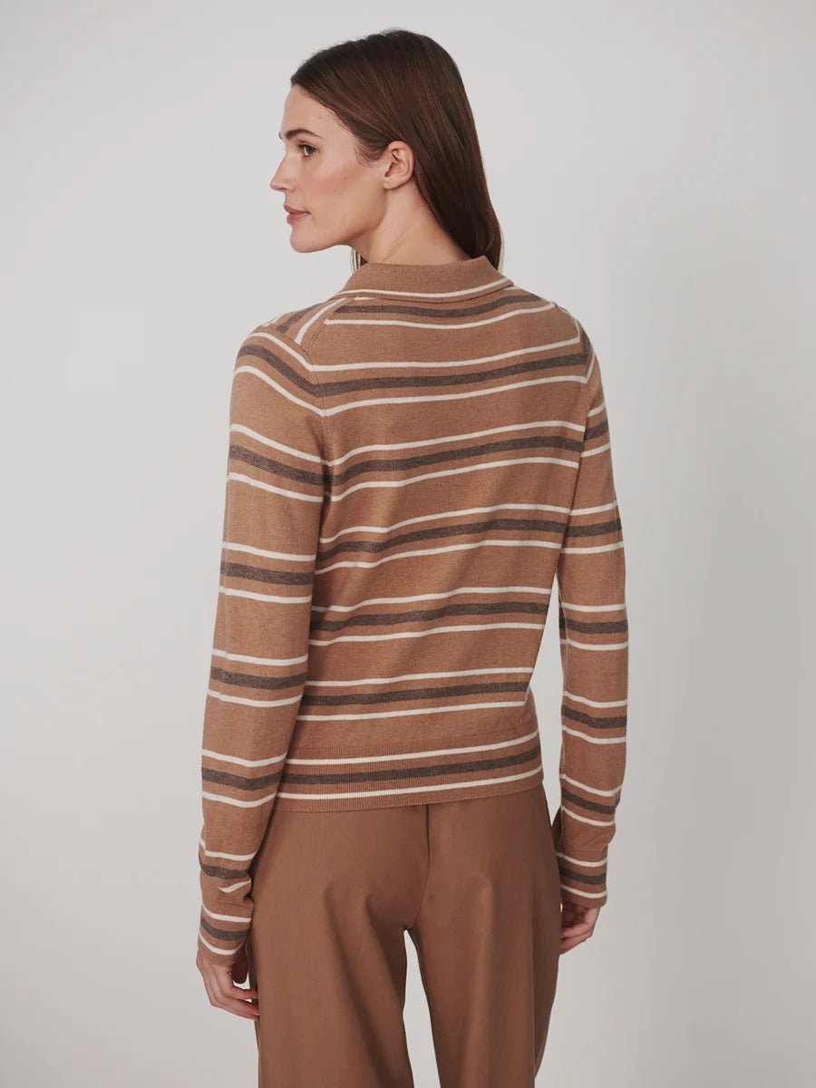 Young Ideas & Henmores -Mayra Stripe Knit Polo -Camel -XS