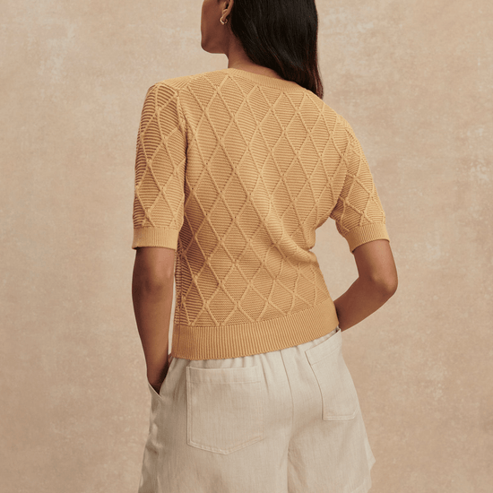 Young Ideas/Henmores - Merryn Diamond Knit Cardigan - New Wheat - XS