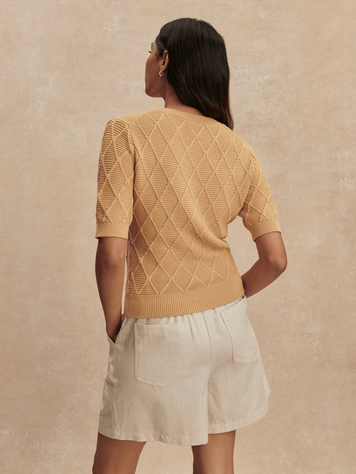 Young Ideas/Henmores - Merryn Diamond Knit Cardigan - New Wheat - XS