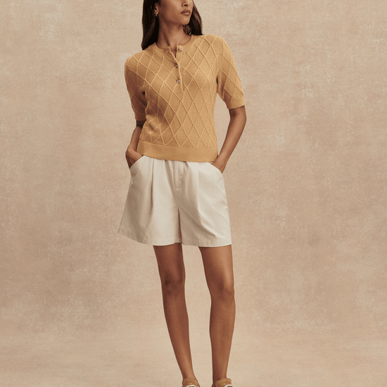 Young Ideas/Henmores - Merryn Diamond Knit Cardigan - New Wheat - XS