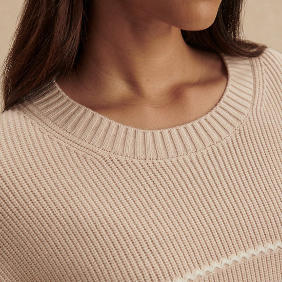 Young Ideas/Henmores - Meryl Stripe Knitted Crew Neck Jumper - Oat Milk - XS