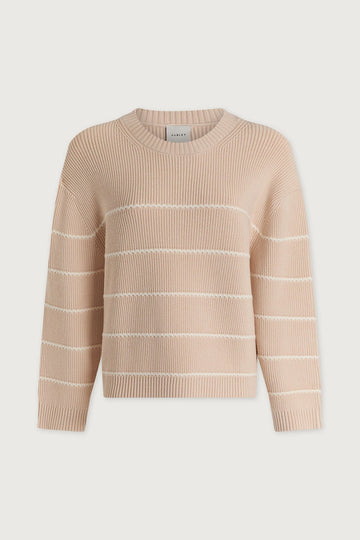 Young Ideas/Henmores - Meryl Stripe Knitted Crew Neck Jumper - Oat Milk - XS
