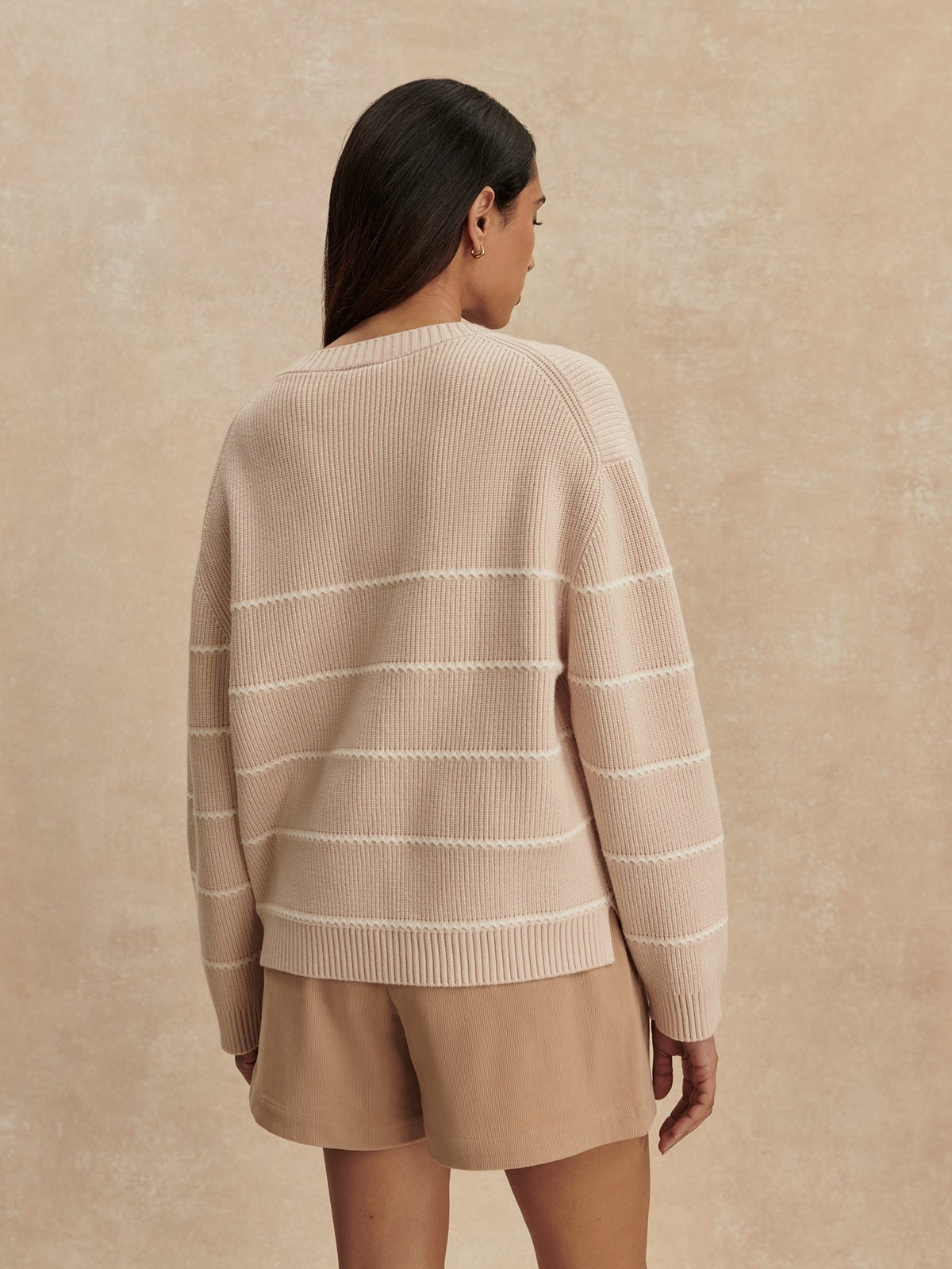 Young Ideas/Henmores - Meryl Stripe Knitted Crew Neck Jumper - Oat Milk - XS