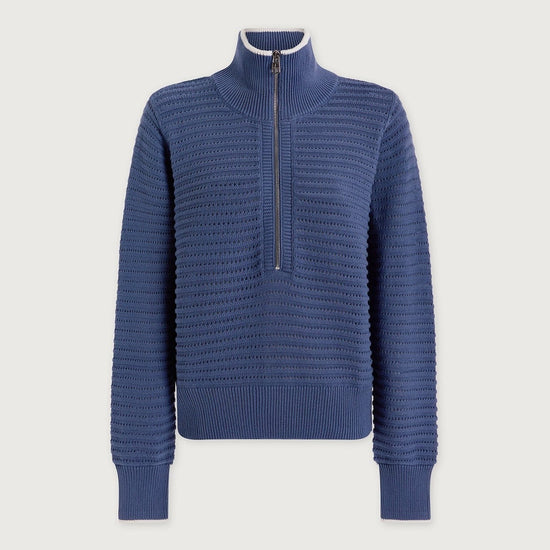 Young Ideas/Henmores - Morwenna Half Zip Thick Rib Knit - Bijou Blue - XS