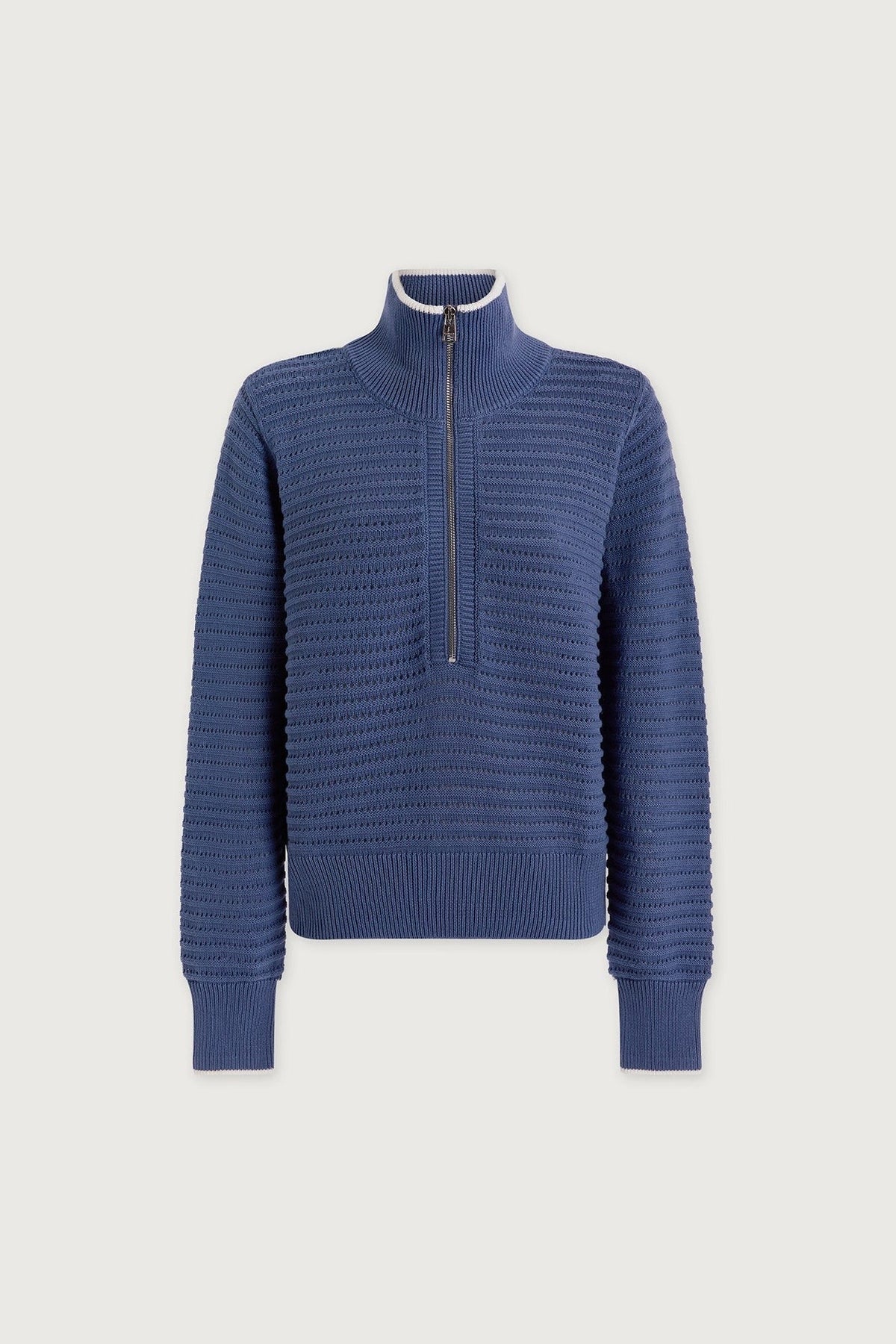 Young Ideas/Henmores - Morwenna Half Zip Thick Rib Knit - Bijou Blue - XS