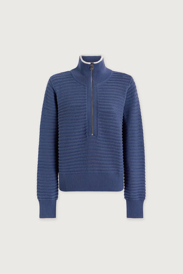 Young Ideas/Henmores - Morwenna Half Zip Thick Rib Knit - Bijou Blue - XS