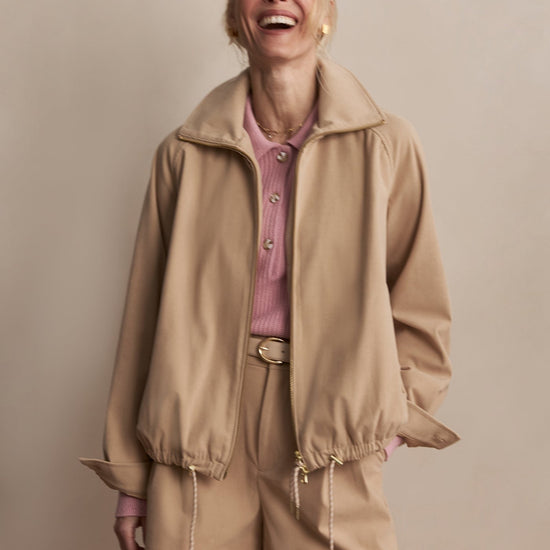 Young Ideas/Henmores - Nadina Cord Detail Blouson Jacket - Light Taupe - XS