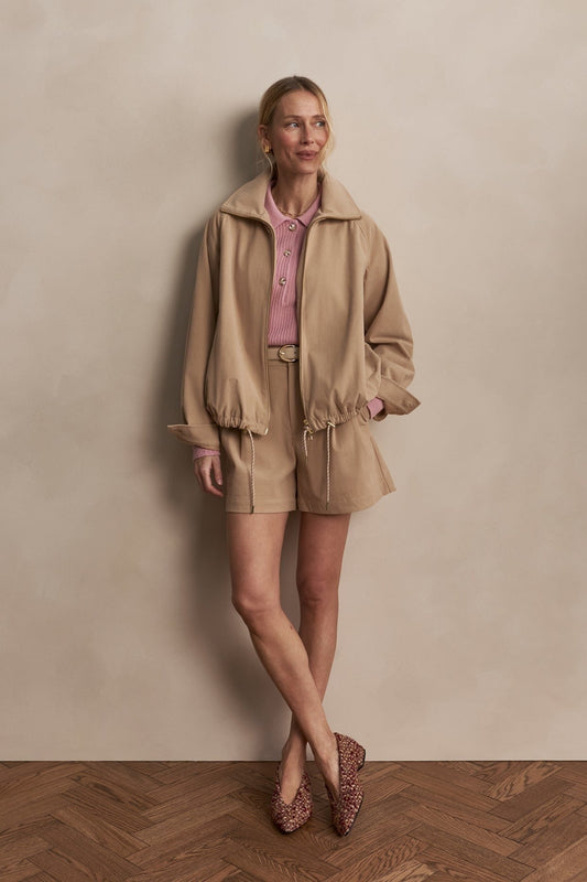 Young Ideas/Henmores - Nadina Cord Detail Blouson Jacket - Light Taupe - XS