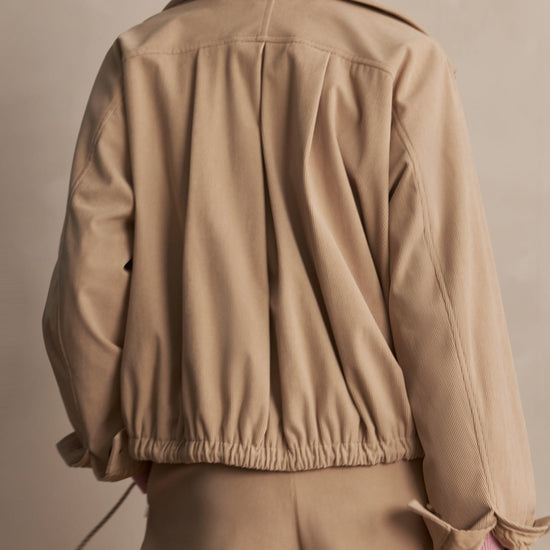 Young Ideas/Henmores - Nadina Cord Detail Blouson Jacket - Light Taupe - XS