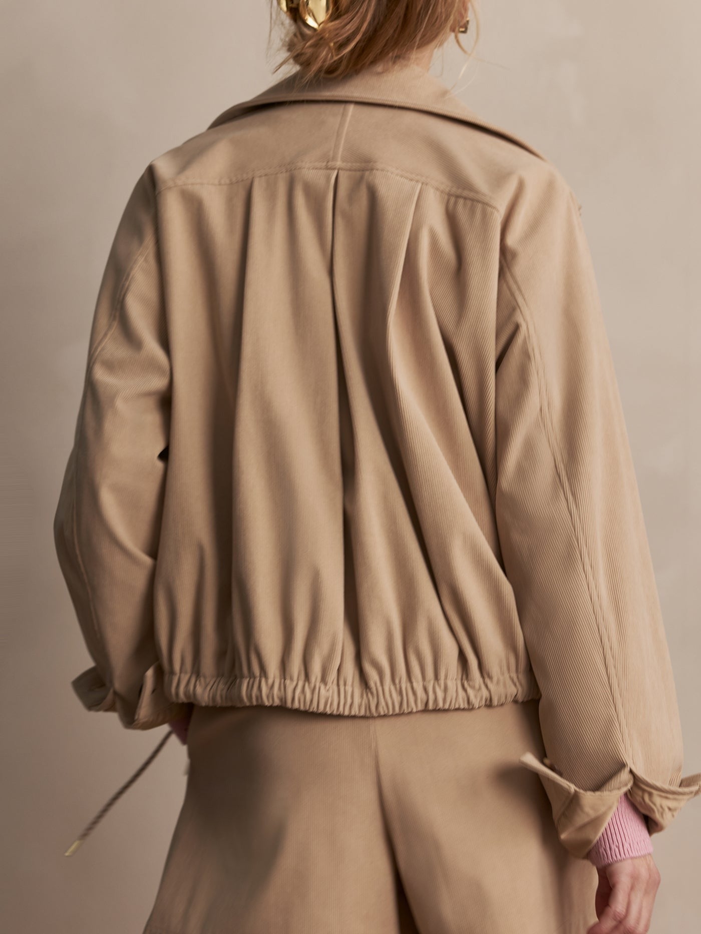 Young Ideas/Henmores - Nadina Cord Detail Blouson Jacket - Light Taupe - XS