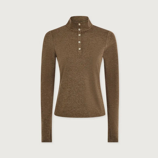 Young Ideas & Henmores -Nathaniel Long Sleeve Top -Teak Olive Marl -XS