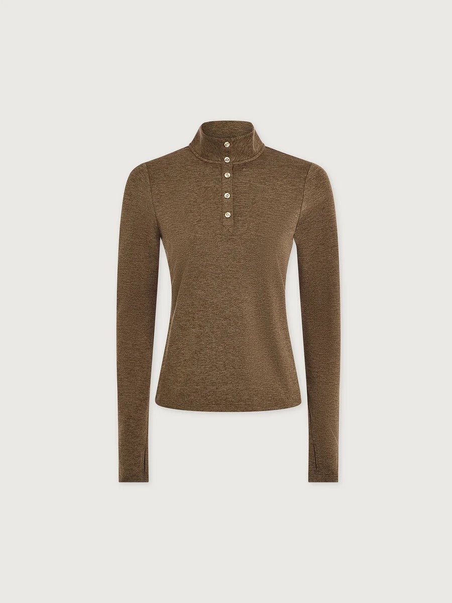 Young Ideas & Henmores -Nathaniel Long Sleeve Top -Teak Olive Marl -XS