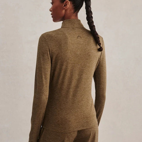 Young Ideas & Henmores -Nathaniel Long Sleeve Top -Teak Olive Marl -XS
