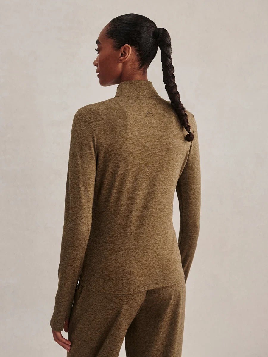 Young Ideas & Henmores -Nathaniel Long Sleeve Top -Teak Olive Marl -XS