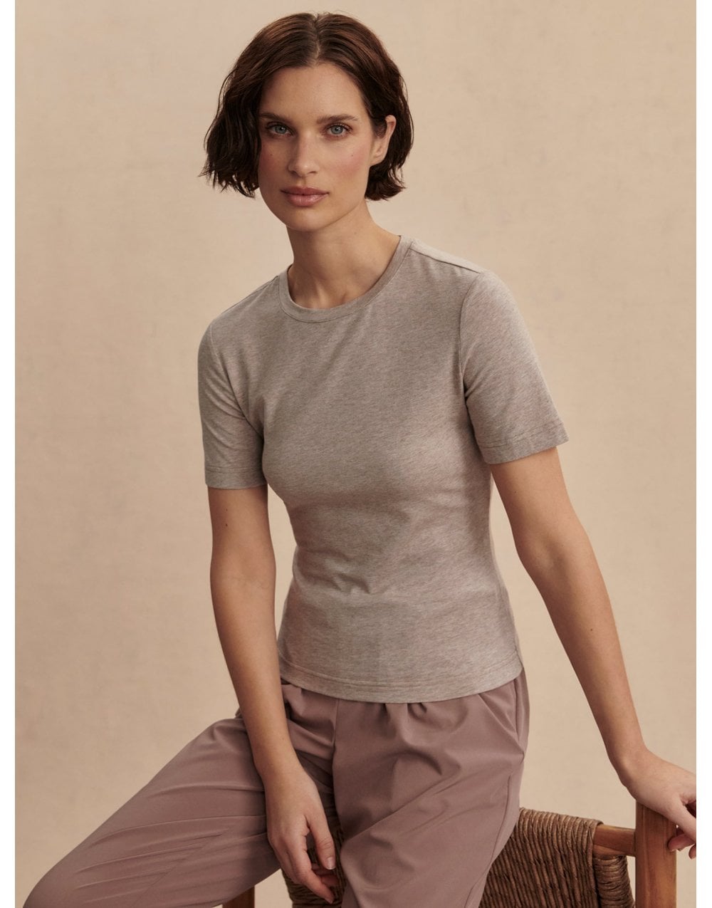 Young Ideas/Henmores - Regina Fitted T-Shirt - Taupe Marl - XS