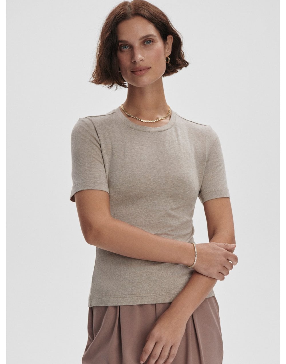 Young Ideas/Henmores - Regina Fitted T-Shirt - Taupe Marl - XS