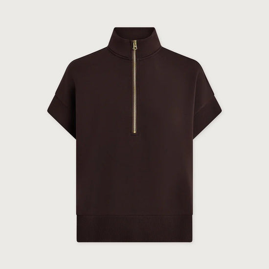 Young Ideas & Henmores -Ritchie Short Sleeve Sweat -Coffee Bean -XS