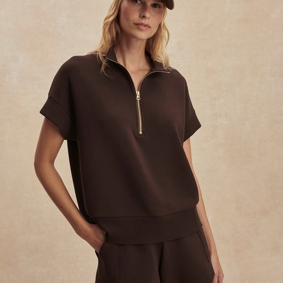 Young Ideas & Henmores -Ritchie Short Sleeve Sweat -Coffee Bean -XS