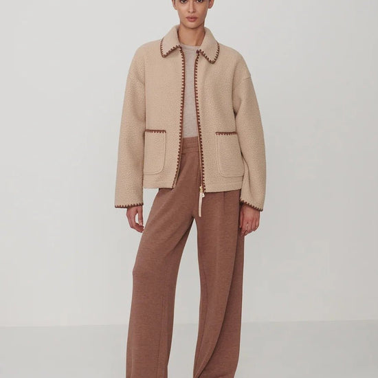 Young Ideas & Henmores -Ruiko Zip Through Fleece -Light Taupe -XS