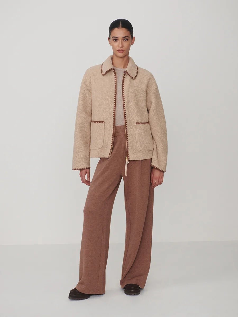 Young Ideas & Henmores -Ruiko Zip Through Fleece -Light Taupe -XS