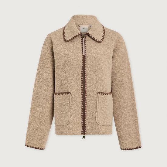 Young Ideas & Henmores -Ruiko Zip Through Fleece -Light Taupe -XS