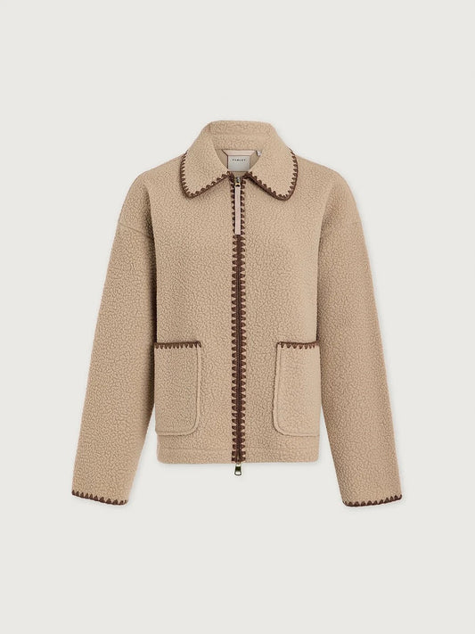 Young Ideas & Henmores -Ruiko Zip Through Fleece -Light Taupe -XS