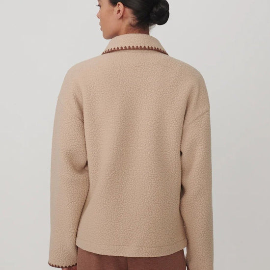 Young Ideas & Henmores -Ruiko Zip Through Fleece -Light Taupe -XS