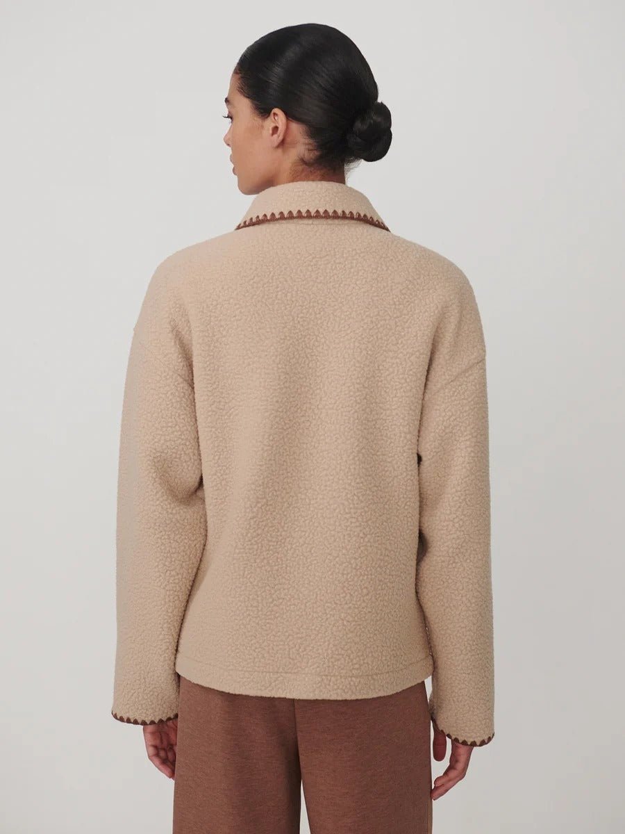Young Ideas & Henmores -Ruiko Zip Through Fleece -Light Taupe -XS