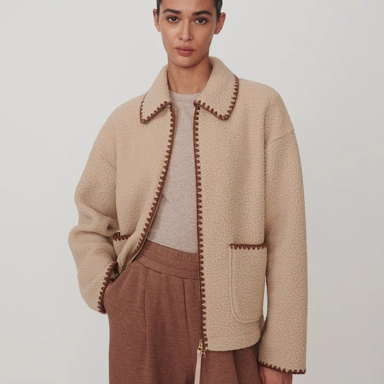 Young Ideas & Henmores -Ruiko Zip Through Fleece -Light Taupe -XS
