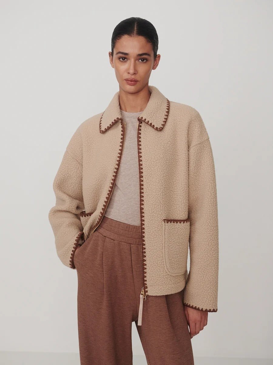 Young Ideas & Henmores -Ruiko Zip Through Fleece -Light Taupe -XS