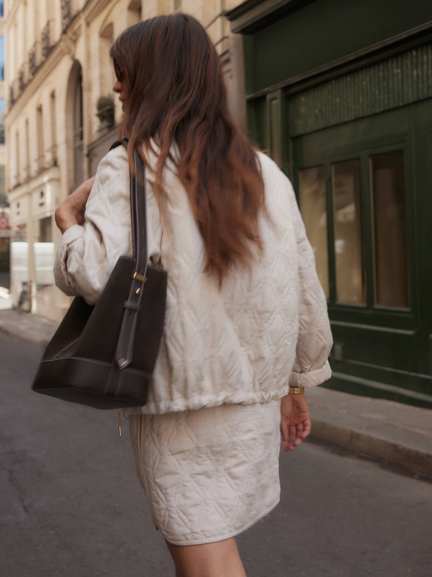 Young Ideas/Henmores - Saba Quilted Elasticated Bottom Jacket - Oat Milk - XS