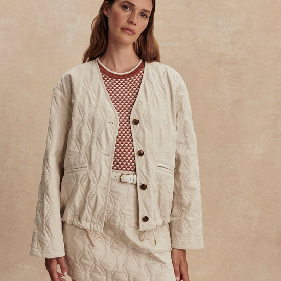 Young Ideas/Henmores - Saba Quilted Elasticated Bottom Jacket - Oat Milk - XS