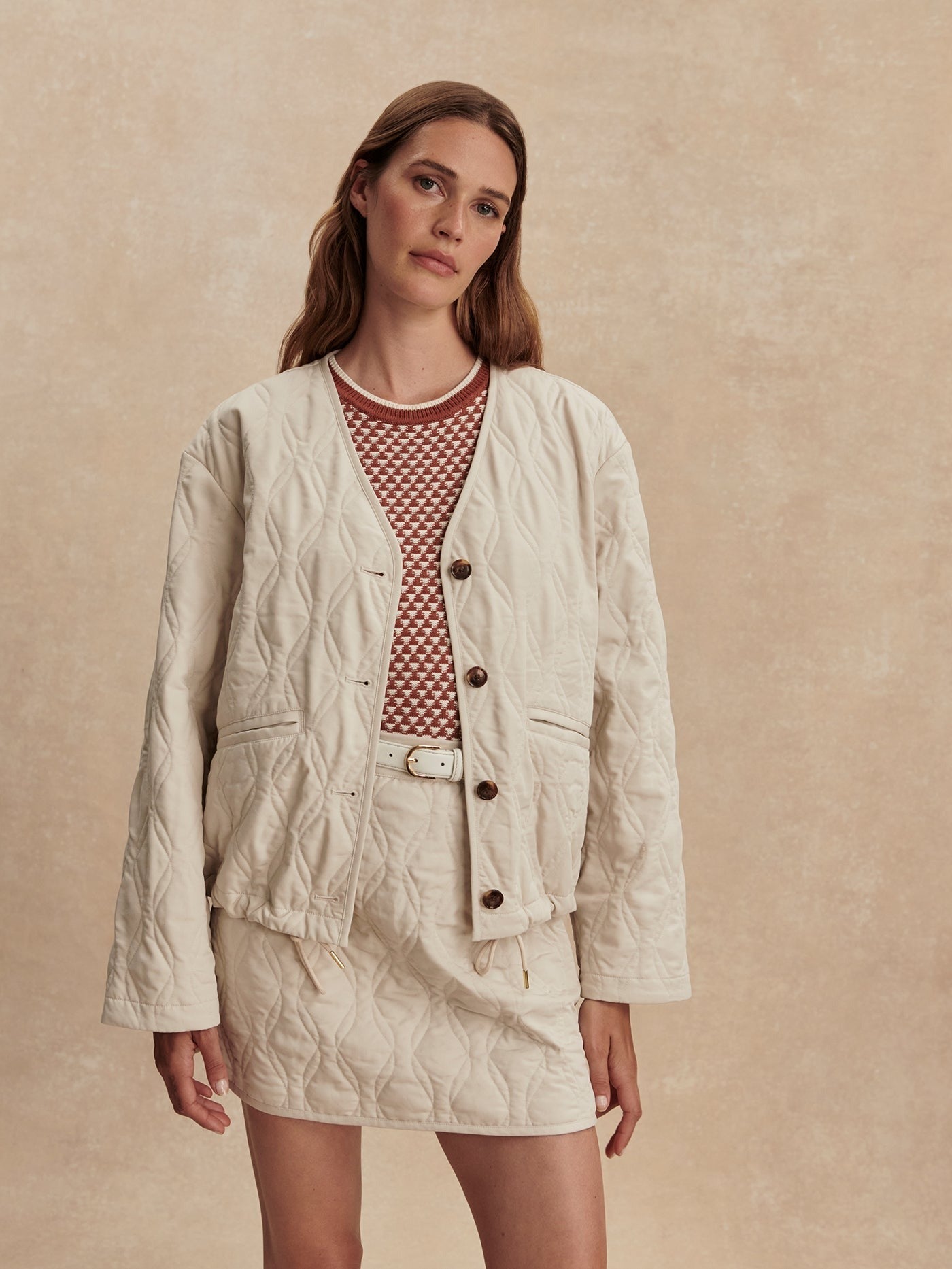 Young Ideas/Henmores - Saba Quilted Elasticated Bottom Jacket - Oat Milk - XS