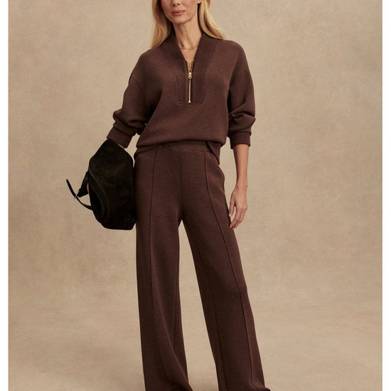 Young Ideas/Henmores - Sally Half Zip Sweat - Coffee Bean Marl - XS