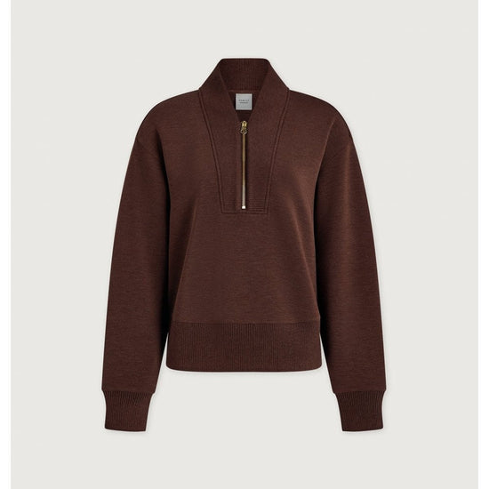 Young Ideas/Henmores - Sally Half Zip Sweat - Coffee Bean Marl - XS