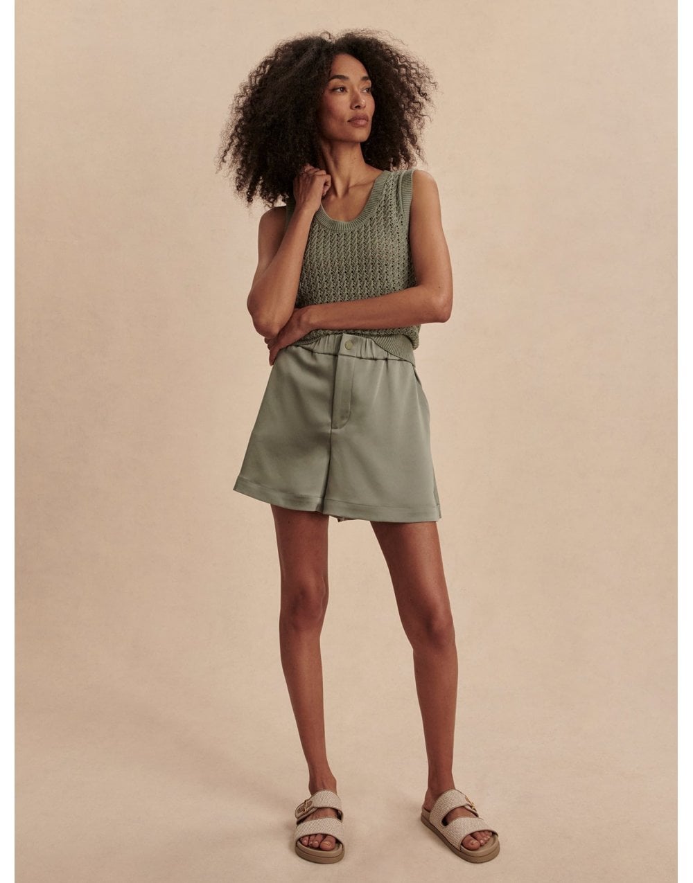 Young Ideas/Henmores - Sarka High Rise Shorts - Gravity Sage - XS