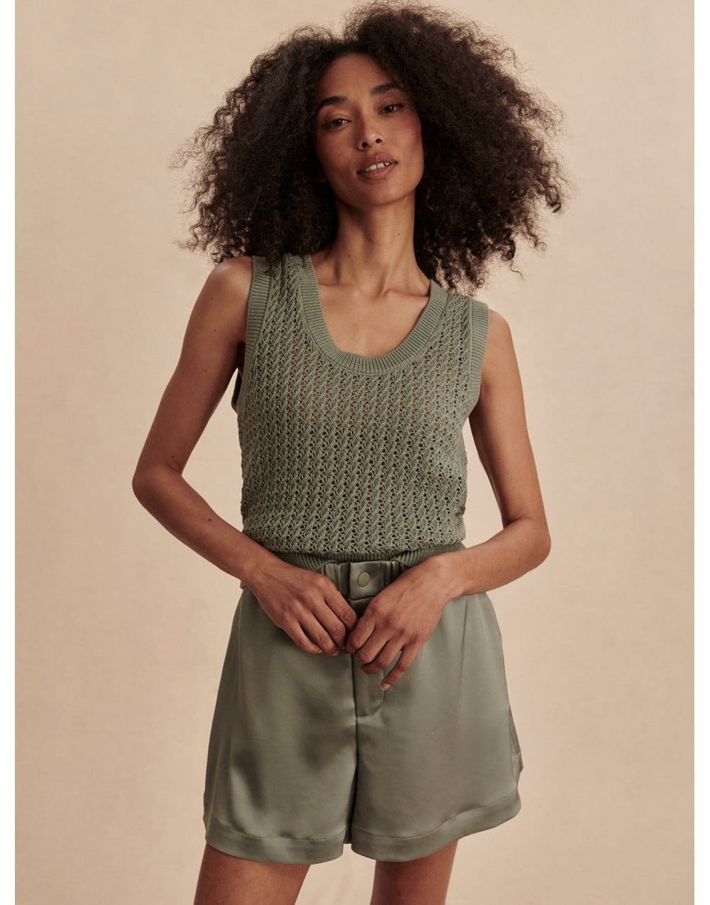 Young Ideas/Henmores - Sarka High Rise Shorts - Gravity Sage - XS