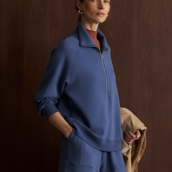 Young Ideas/Henmores - Selene Half Zip Sweat - Bijou Blue - XS