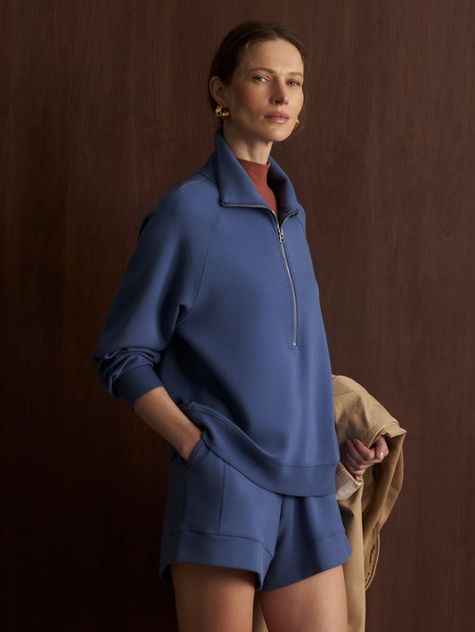 Young Ideas/Henmores - Selene Half Zip Sweat - Bijou Blue - XS